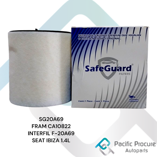 [SG20A69 B 03 B 06 B 06] Filtro Aire SafeGuard para Seat Ibiza Bocanegra 1.4L 2011-2013