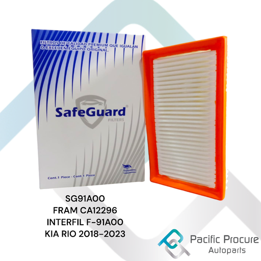 [SG91A00 A 13] Filtro Aire SafeGuard para KIA Rio 1.6L L4 2018-2023