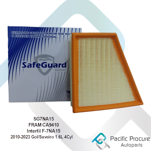 [SG7NA15 D 13 D 14] Filtro Aire SafeGuard, 2010-2023 Gol/Saveiro 1.6L 4Cyl