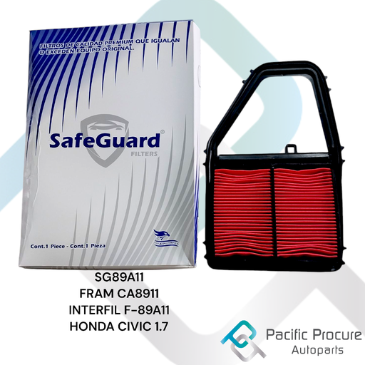 [SG89A11 D07] Filtro Aire SafeGuard para Honda Civic 1.7L L4 2001-2005