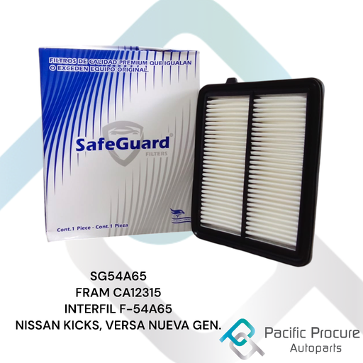 [SG54A65 B08] Filtro Aire SafeGuard para Nissan Kicks, Versa Nueva Generacion