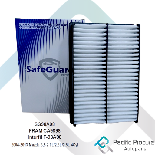 [SG98A98 D 17] Filtro Aire Safe-Guard, 2004-2013 Mazda 3,5 2.0L/2.3L/2.5L 4Cyl