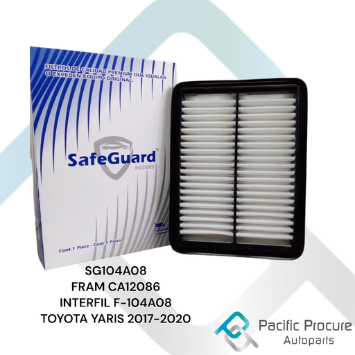 [SG104A08 B07] Filtro Aire SafeGuard para Toyota Yaris 1.5L L4 2017-2020 Mazda 2 1.5L L4 2017-2020